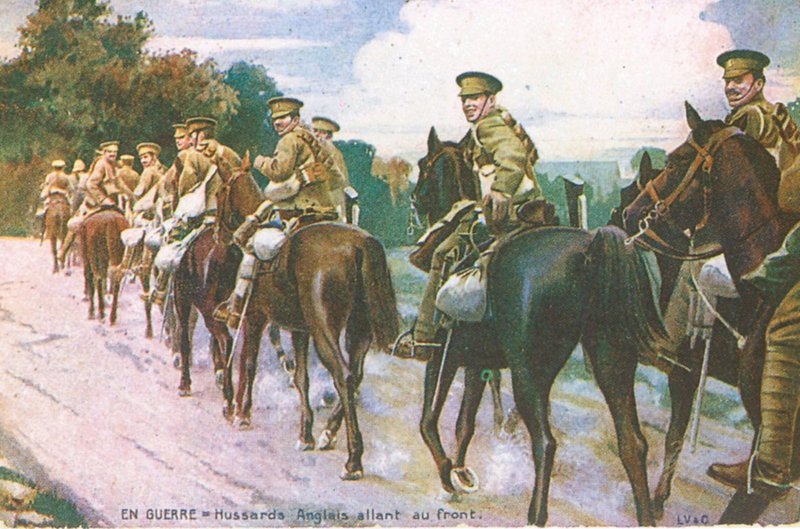 1914-1918 Hussards anglais allant au front English Hussards going to the face.jpg